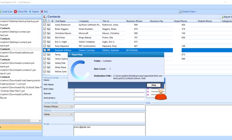 vCard Export Tool