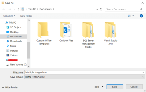 select HTML as the save