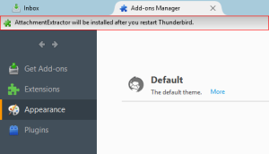 restart the Mozilla Thunderbird