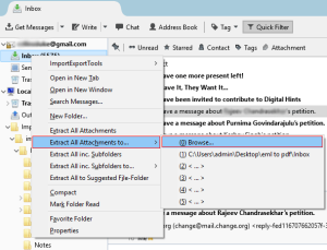 Select the option to extract all attachments