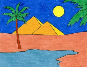 Egyptian Landscape Drawing For Kids | Drawing For Kids